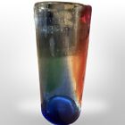 Rainbow Hand Blown Glass Vase 10 3/4” Tall MCM