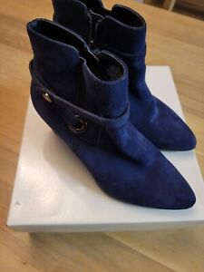 ANNE KLEIN Chelsey iflex  Women's Blue Suede Ankle Boots Heels SZ 8M