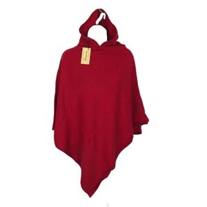 Poncho | 'Hoodie' | Cashmere Silk Wool Blend | Knit | Nepal | Ruby Red