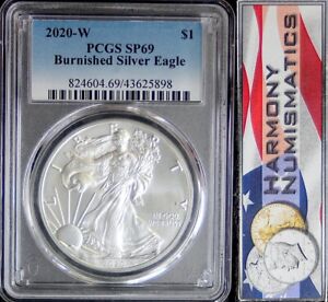 2020 W Burnished American Silver Eagle PCGS SP69 (Uncirculated) 20EG Blue Label