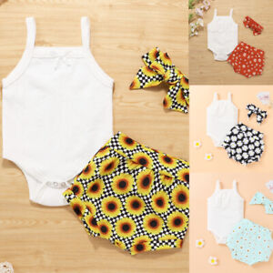 Toddler Newborn Baby Girls Sleeveless Bodysuit Infant Clothes Outfits Set