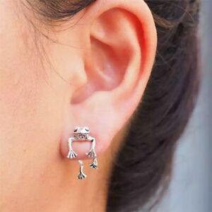 Fashion Silver Plated Lovely Frog Animal Earrings Ear Stud Women's Jewelry Gift