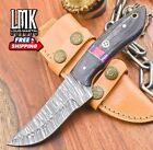 New ListingCustom Skinner Knife Fire Damascus Hard Wood Wooden Bolster Sports Collectible