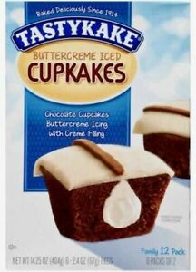 Tastykake Buttercreme Iced Cupkakes TWO FAMILY PACKS, 24 Cupcakes FREE SHIPPING