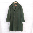 Vintage US Army Raincoat Mens 34 Green Trenchcoat Military Long Jacket Nylon