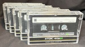 TDK SA 90 High Bias Type II Super Avilyn Cassette Tapes Lot of 6 SILVER LABEL