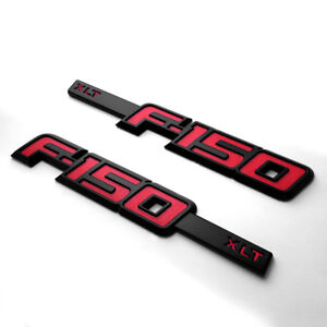 2x OEM F-150 XLT Emblem Badge Fender 3D logo fits F150 F Black Red Genuine Parts