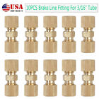 Straight Brass Brake Line Compression Fitting Unions for 3/16 OD Tubing 10pcs