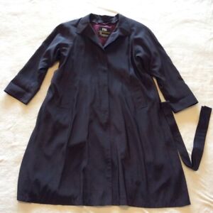 London Fog Dark Purple Paisley Womens Trench Coat Belt Zip Out Liner Sz 8 Petite