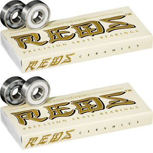 Bones Ceramic Super Reds Skateboard Bearings Roller Derby 8mm 16-Pack