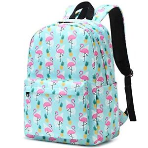 Flamingo School Backpack for Girls Women, Teens School Bags Flamingo Green