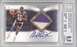 MAGIC JOHNSON BGS 8.5 2006-07 EXQUISITE COLLECTION GAME USED PATCH AUTO 10/100