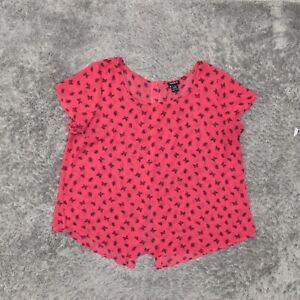 TORRID Women's Plus Size 1 Blouse Top Short Sleeve Pink Animal Print Polyester