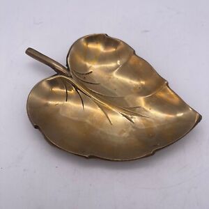 New ListingVintage Mid-Century Modern Brass Leaf Shaped Trinket Jewelry Dish 5.5