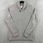 Lucky Brand Sweater Men Medium Gray Shawl Collar Wool Cashmere Blend Handcrafted