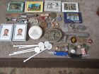 Large Junk Drawer Lot. Buckles, Knives pins masonic advertising openers etc