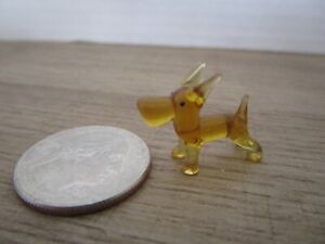 Miniature Tiny Blown Glass Golden Brown Dog / Puppy Vintage 3/4