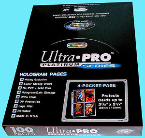 100 ULTRA PRO PLATINUM 4-POCKET Pages Sheets Protectors 1 Box Binder Hologram