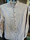 Scully Shirt Western Band Collar  Mens L Striped Patterned Long Sleeve