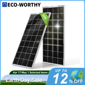 ECO-WORTHY Bifacial 100W Watt Solar Panel 2Pack (200W) Mono 12V/24V for Sunshed