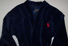 NWT Polo Ralph Lauren NAVY BLUE Substantial COTTON VELOUR Robe Men L/XL RED PONY