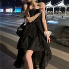 Korean Women sweet summer sleeveless chiffon ruffles High waist dress