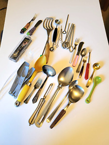 Assortment of 20+ Kitchen Utensils Pre-Owned - Some Vintage Items