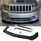 Carbon Fiber Front Bumper Lip Spoiler + Strut Rods For Jeep Grand Cherokee SRT8