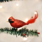 Large Red Cardinal Bird Glass Clip On Ornament 3x8