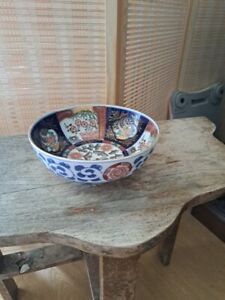 Antique Large Japanese Imari Gold Trim. Bowl 7 1/2 X 3