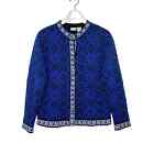 L. L. Bean Blue Wool Norwegian Fair Isle Snowflake Cardigan Sweater Sz M