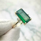 Natural Emerald Ring Engagement Ring 925Sterling Silver Handmade Ring