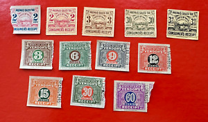 12 Different OHIO Sales Tax Stamps ~ Vendors & Consumers ~ 2 cents to 3 Dollars