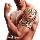Temporary Tattoo Tribal Maori Polynesian Turtle Black Shoulder Arm Mens Womens