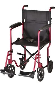 New Steel Transport Chair Wheel Chair Light Weight Wheelchair in Red 329R NEW