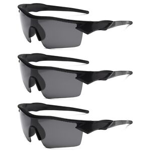 3PK Men Sport Sunglasses Polarized for Driving Fishing Golf Big Small Face UV400