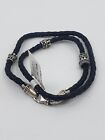 NEW King Baby Studio Sterling Silver & Braided Leather Double-Wrap Bracelet 925