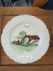 LOVELY HAND COLORED TRANSFERWARE EQUESTRIAN PLATE! LEIGHTON WARE FOR PITT PETRI