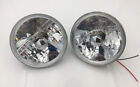 7 Inch Round Sealed Beam Glass Clear Lens Headlights H4 Bulbs H6024 H6014 Pair (For: 1984 Jeep CJ7)