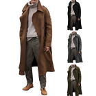 Fashion Mens Wool Belnd Winter New Long Woolen Coat Double Breasted Trench Coat