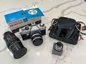 Praktica L 35mm SLR Camera w/ Domiplan 50mm f1.8 Lens CASE Pentacon East Germany