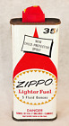 Vintage 35¢ Zippo Lighter Fuel Fluid Tin Can 5 oz Advertising Collectible