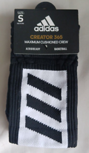 Adidas Creator 365 Maximum Cushioned Crew Basketball Socks Black Sz Small 5-6.5