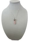 Rose Quartz Hexagon Necklace on adjustable Silver Snake Chain 18-20 inches