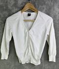 Gap Sweater Womens Small Cardigan White 3/4 Sleeve Cropped Button
