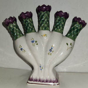 Vintage MMA Hand Painted Five Finger Vase Made In Portugal 7