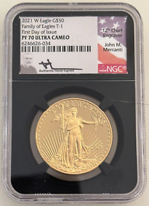 2021-W $50 Type 1 Gold Eagles NGC PF70 First Day of Issue John Mercanti