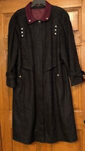 Vintage C&A, Your SIXTH SENSE Lana Wool Long Black Coat size 40 ( US 16-18)