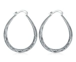 Fashion 925 Silver Plated Hoop Earrings for Women Jewelry 1 Pair/set