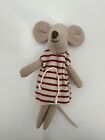 Maileg Mouse In Red/White Striped Dress New No Box T92